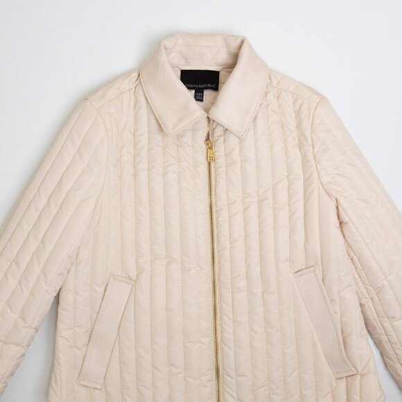 Banana Republic  Quilted Jacket Barn Water Resistant Ivory - Picture 4 of 16